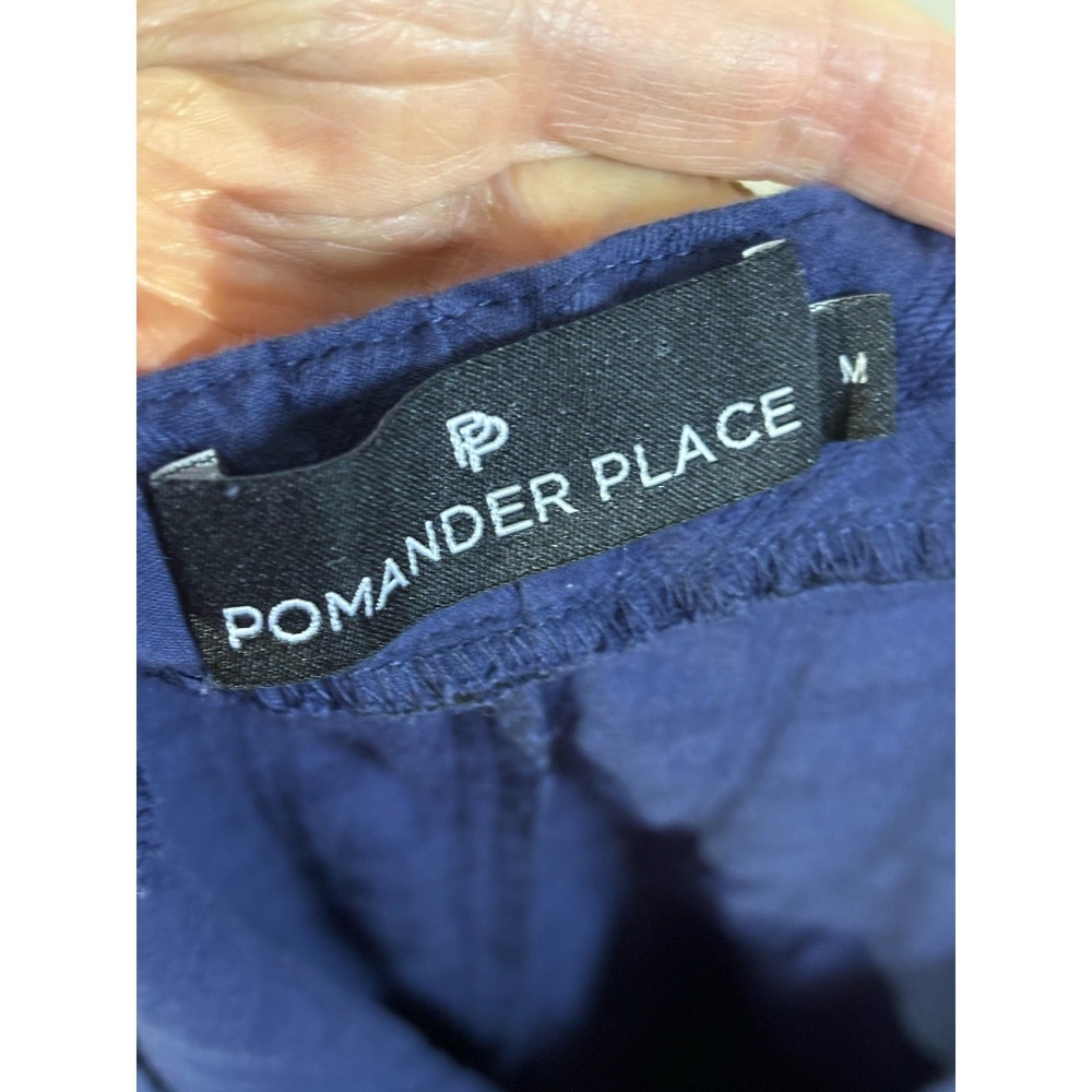 POMANDER PLACE Navy Blue Carolina Cotton Maxi Dress M - Picture 6 of 6